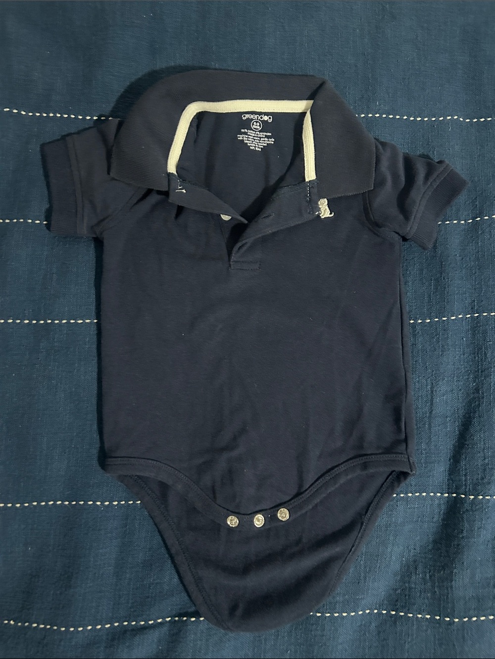 Greendog Navy Polo-Style Baby Bodysuit with Cream Trim
